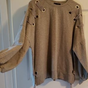 Grey puff sleeve top